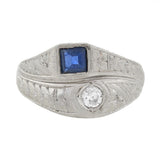 Art Deco 18kt Sapphire & Diamond Double Band