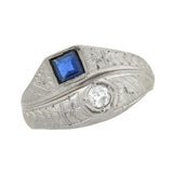 Art Deco 18kt Sapphire & Diamond Double Band