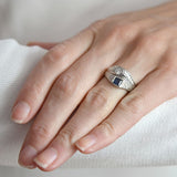 Art Deco 18kt Sapphire & Diamond Double Band