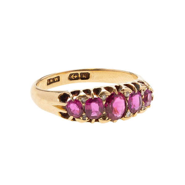 Georgian 18k No Heat Burmese Ruby + Diamond Ring