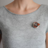 Victorian Large Sterling + Scottish Agate Buckle Pin