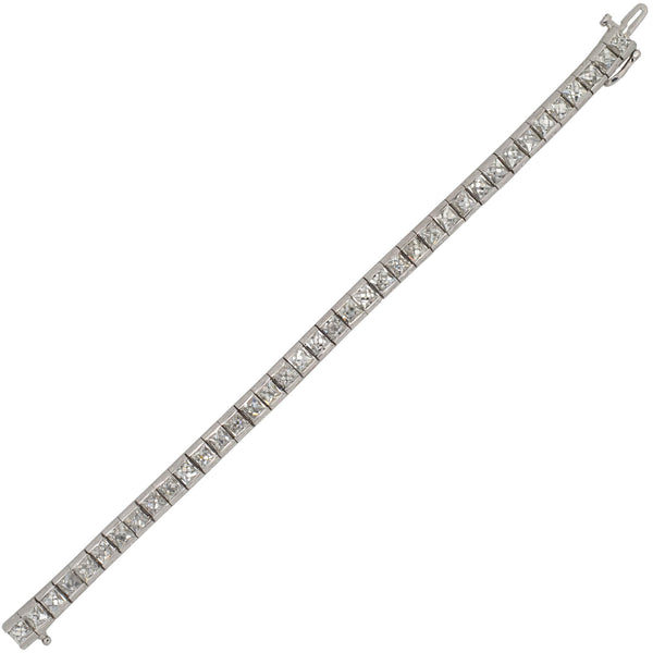 Custom Art Deco Style Platinum + French Cut Diamond Line Bracelet 20.90ctw