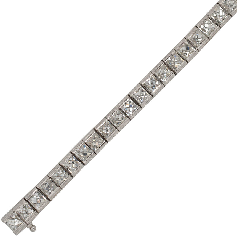 Custom Art Deco Style Platinum + French Cut Diamond Line Bracelet 20.90ctw
