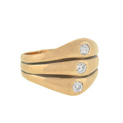 Retro 14k Diamond Three Band Ring
