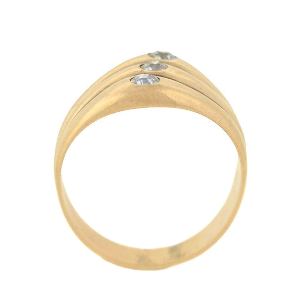 Retro 14k Diamond Three Band Ring