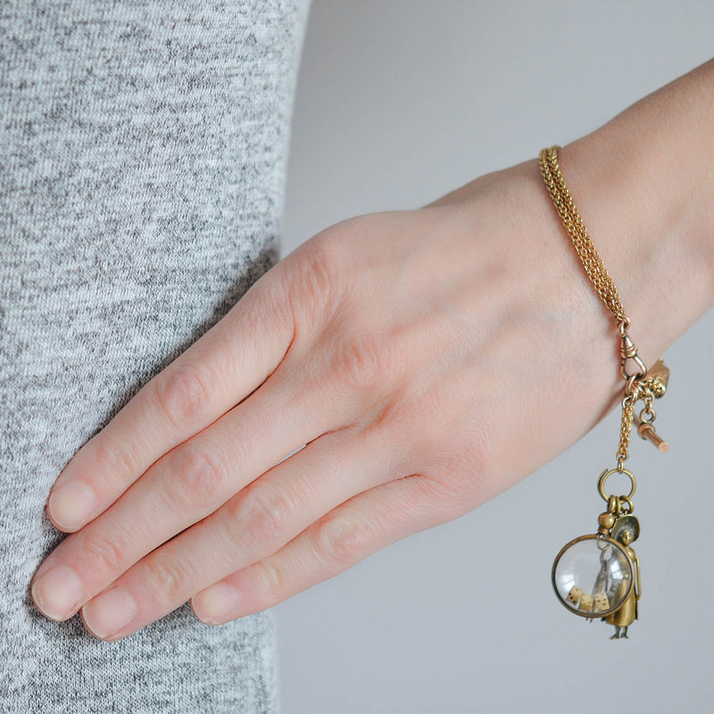 Victorian Gold-Filled Watch Chain + Brass Charm Bracelet