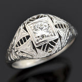 Art Deco Platinum/18kt Diamond Engagement Ring 0.35ct