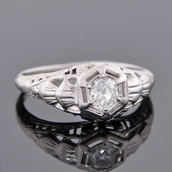 Art Deco 14kt Diamond Engagement Ring .26ct