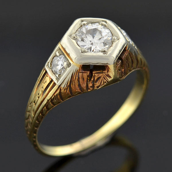 Edwardian Mixed Metals Diamond Engage Ring 0.50ctw