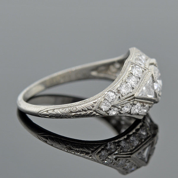 Art Deco Platinum & Diamond Engagement Ring .43ct