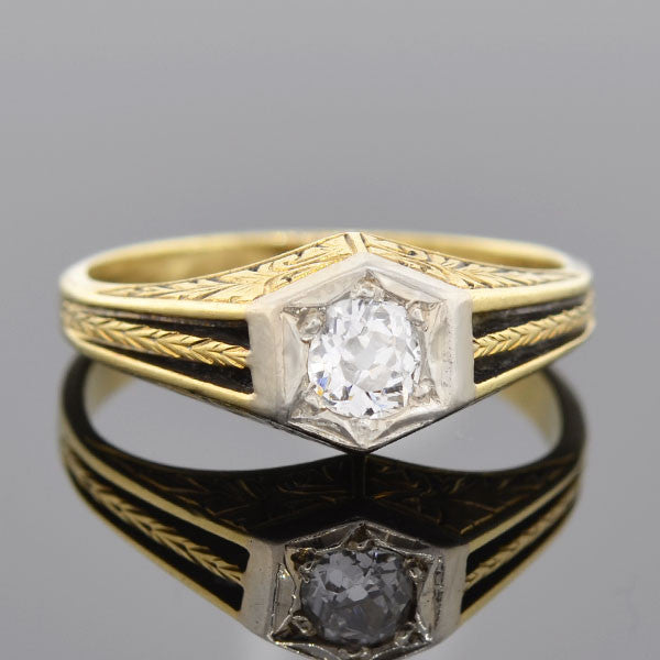 Edwardian 15kt Mixed Metals Diamond Engagement Ring 0.35ct