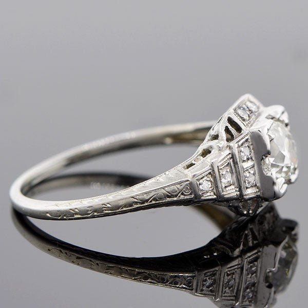 Art Deco 18kt Diamond Engagement Ring 0.80ct