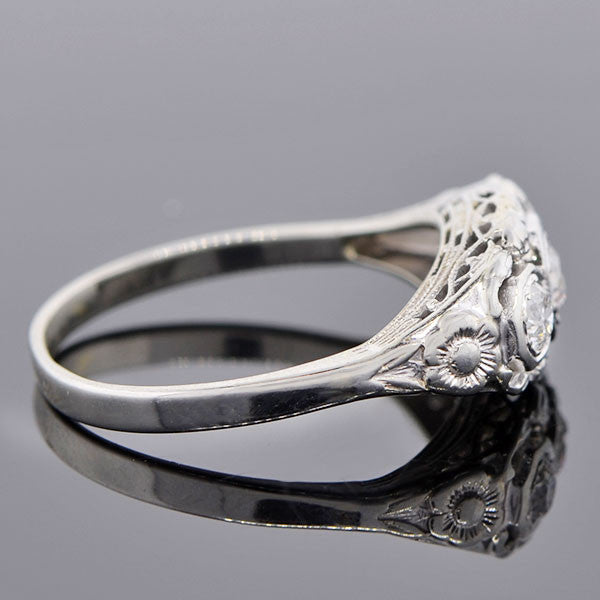 Art Deco 14kt Gold 3-Stone Diamond Ring .55ctw