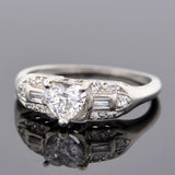 Retro Platinum & Heart Shaped Diamond Engagement Ring 0.50ct