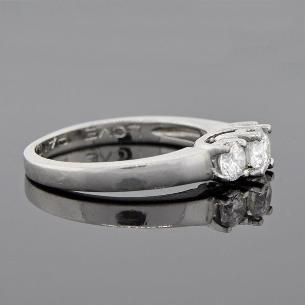 Estate Platinum 3-Stone Diamond Engagement Ring 0.73ctw