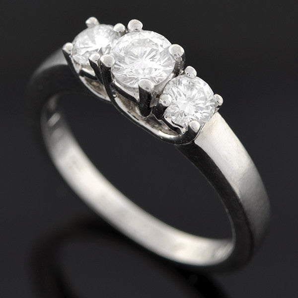 Estate Platinum 3-Stone Diamond Engagement Ring 0.73ctw