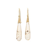Victorian 14kt + Moss Agate Teardrop Dangle Earrings