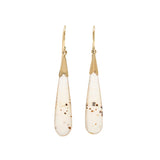 Victorian 14kt + Moss Agate Teardrop Dangle Earrings