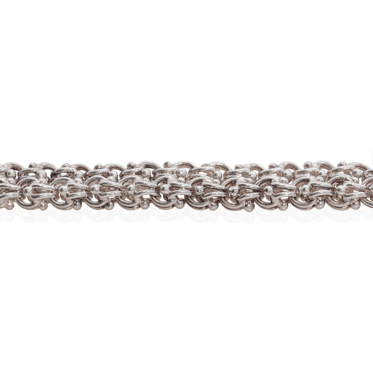 Victorian Long Sterling Beaded Link Chain 60"