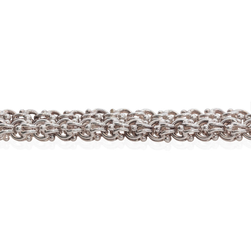 Victorian Long Sterling Beaded Link Chain 60"
