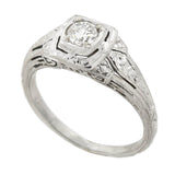 Art Deco 18kt Diamond Filigree Engagement Ring 0.30ct
