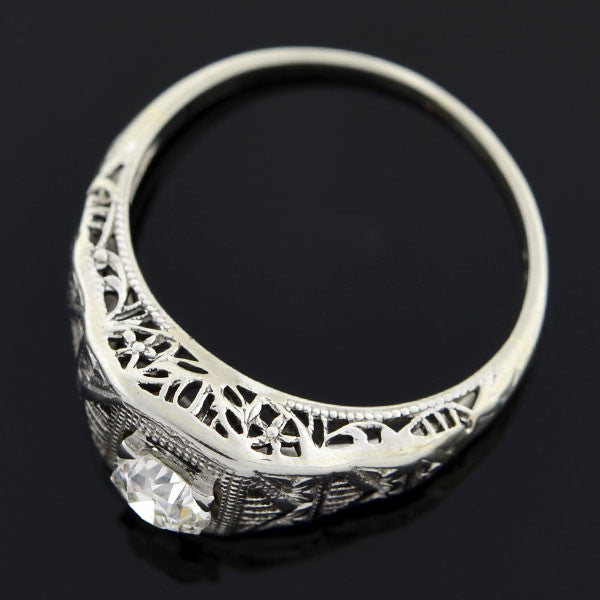 Art Deco 18kt Diamond Engagement Ring 0.48ct