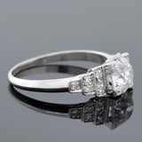 Art Deco Platinum Diamond Step Up Engagement Ring 1.01ct