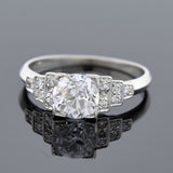 Art Deco Platinum Diamond Step Up Engagement Ring 1.01ct