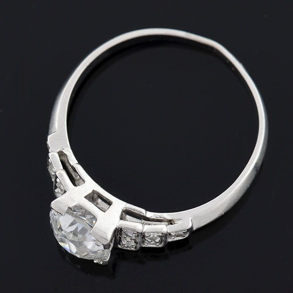 Art Deco Platinum Diamond Step Up Engagement Ring 1.01ct