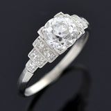 Art Deco Platinum Diamond Step Up Engagement Ring 1.01ct