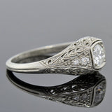 Art Deco Platinum Diamond Engagement Ring 0.35ct