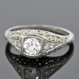 Art Deco Platinum Diamond Engagement Ring 0.35ct