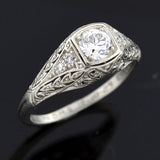 Art Deco Platinum Diamond Engagement Ring 0.35ct