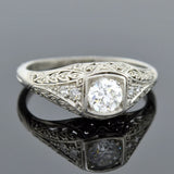 Art Deco Platinum Diamond Engagement Ring 0.35ct