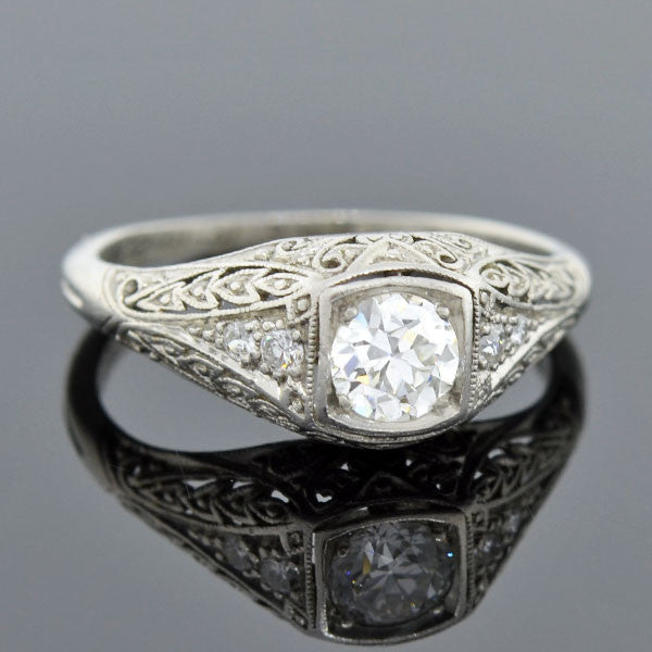 Art Deco Platinum Diamond Engagement Ring 0.35ct