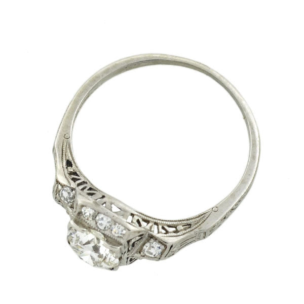Art Deco Platinum Diamond Engagement Ring 0.59ct