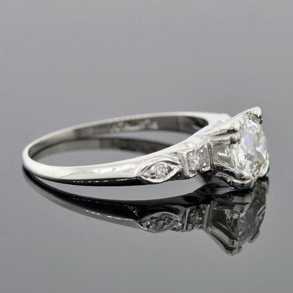 Retro Platinum Diamond Engagement Ring 0.96ct