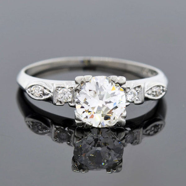 Retro Platinum Diamond Engagement Ring 0.96ct