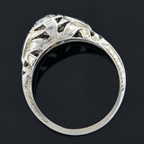 Art Deco 18kt Diamond & Sapphire Engagement Ring .82ct