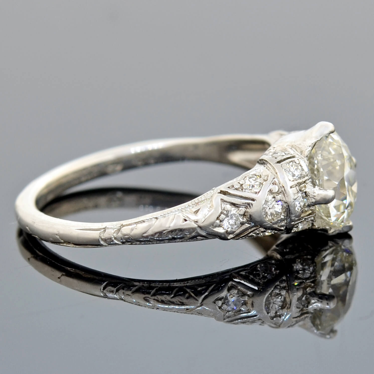 Art Deco Platinum Diamond Engagement Ring 1.44ct