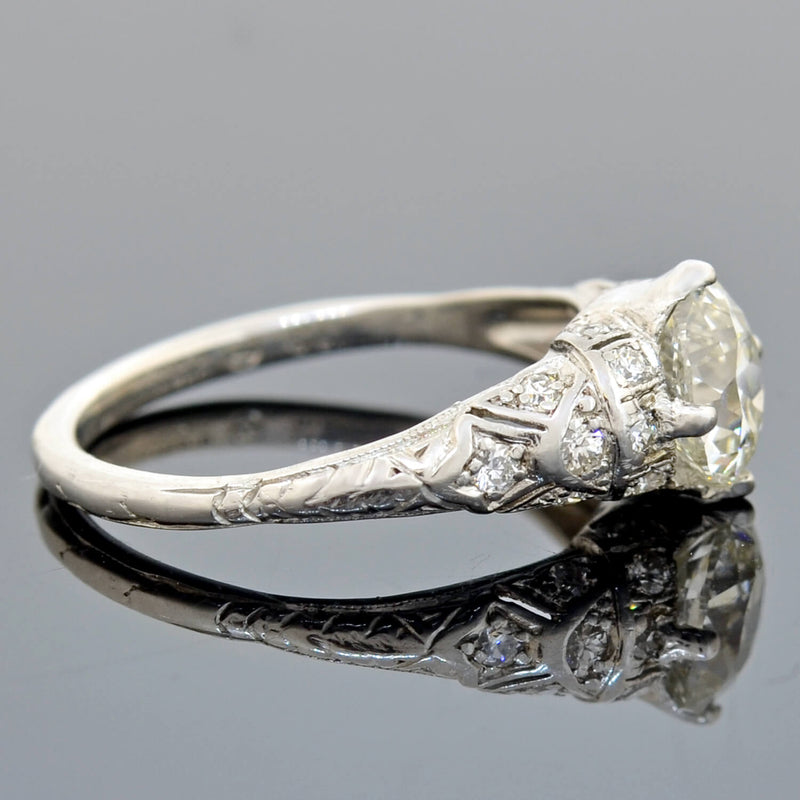 Art Deco Platinum Diamond Engagement Ring 1.44ct