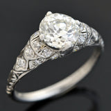 Art Deco Platinum Diamond Engagement Ring 1.44ct