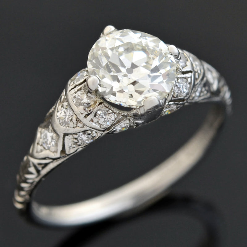 Art Deco Platinum Diamond Engagement Ring 1.44ct