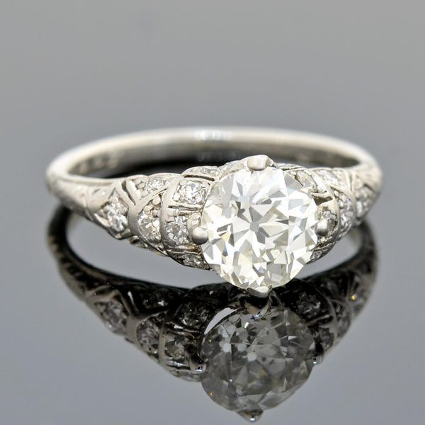 Art Deco Platinum Diamond Engagement Ring 1.44ct