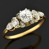 Early Retro 14kt Mixed Metals Diamond Engagement Ring .60ct
