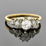 Early Retro 14kt Mixed Metals Diamond Engagement Ring .60ct