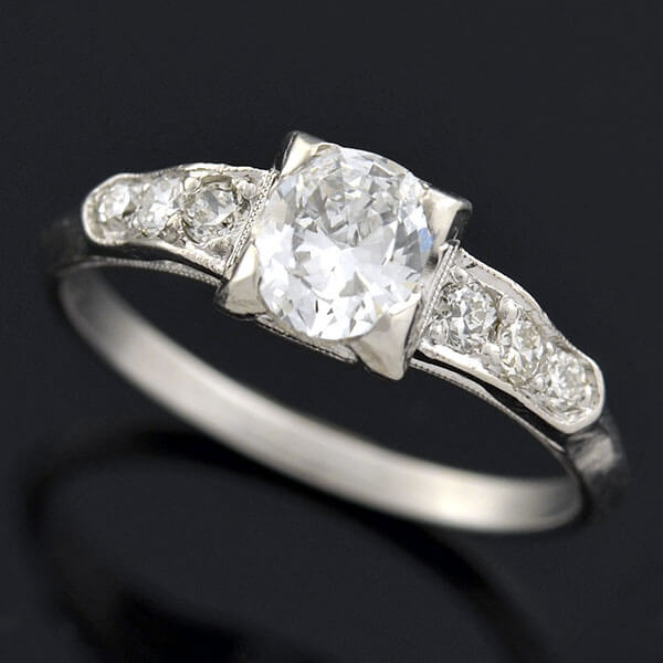 Retro Platinum Diamond Engagement Ring 0.53ct