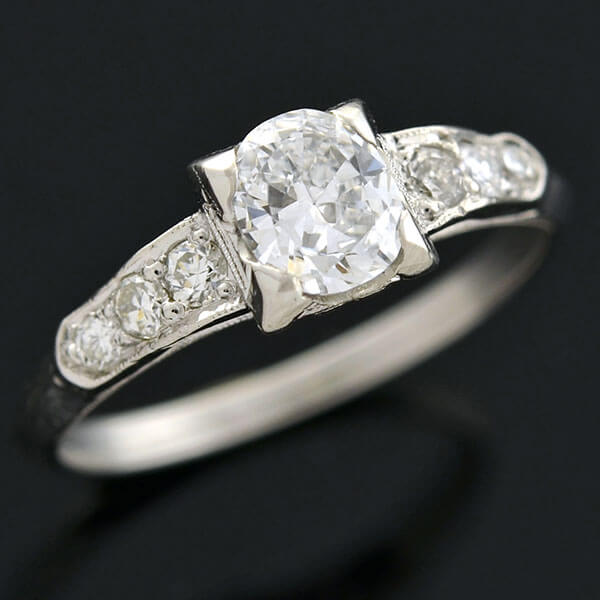 Retro Platinum Diamond Engagement Ring 0.53ct