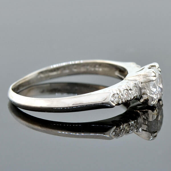 Late Art Deco Platinum Diamond Engagement Ring 0.54ct