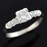 Late Art Deco Platinum Diamond Engagement Ring 0.54ct